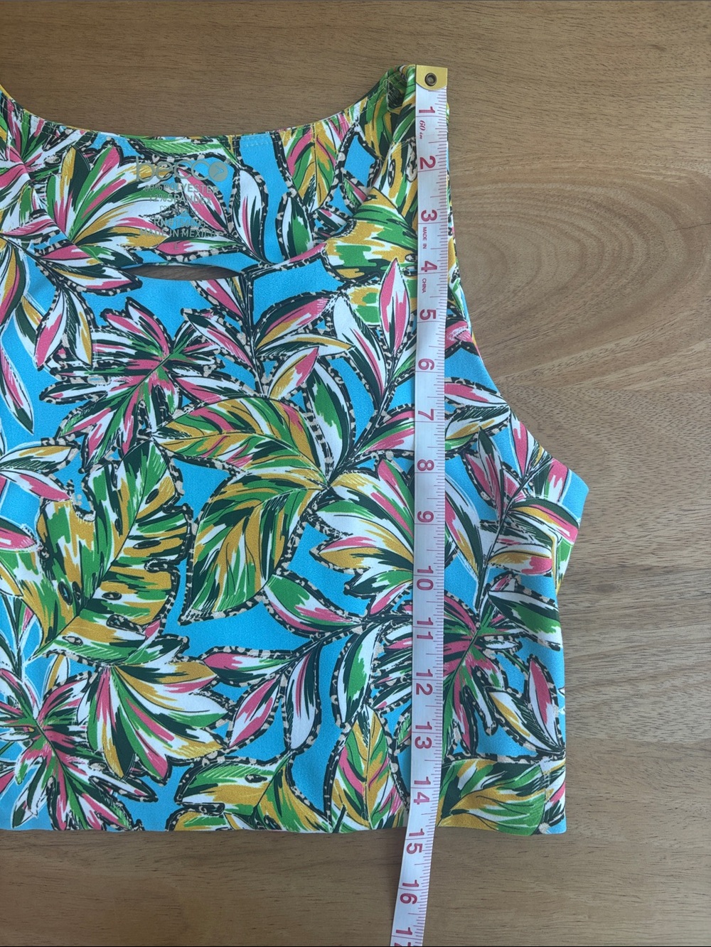 BECCA Blue Tropical Leaf Crop Top - Picture 5 of 6